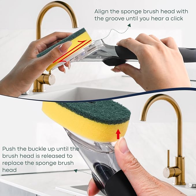 Sponge Brush Refills for OXO Dish Brush, 8 Pack Soap Dispensing Dish Refills, Scrub Replacement Head for Scrubber, Sponge Replacement Head Fits Soap Dispensing Handle