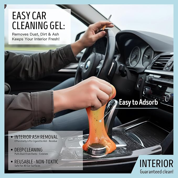 Car Cleaning Gel,Reusable Car Cleaning Putty for Interior Detailing, Car Cleaning Supplies, Auto Detailing Tools, Car Slime for Dust Removal, Car Accessories Interior, Car Cleaning Kit(Orange, 0.8 OZ)