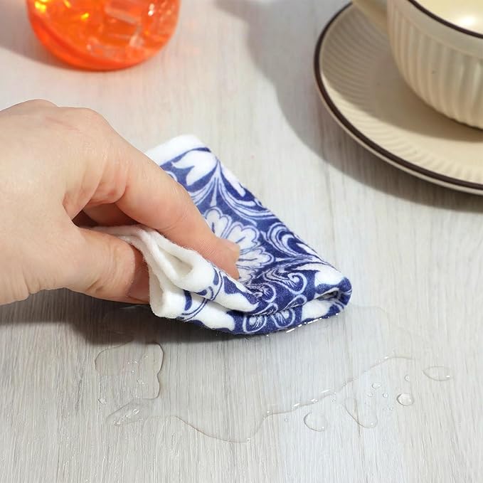 6-Pack Swedish Dish Cloths, Reusable Absorbent Quick-Dry Kitchen Towels, Unwoven Cleaning Cloths for Dishes, Countertops & Bathrooms