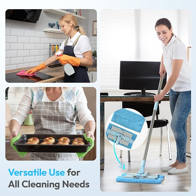 270GSM Microfiber Cleaning Cloth 12"X12" - 12 Pack 4 Color Assorted Lint Free Streak Free, Super Absorbent Reusable Multi Purpose Kitchen Towels for Cars