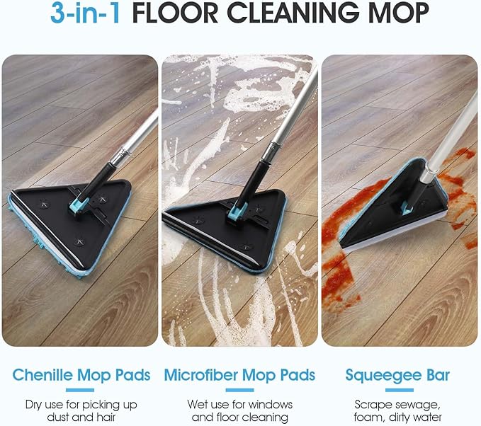 25 Foot High Ceilings Baseboard Wall Cleaner Mop with 18 Ft Extension Pole, Cobweb Duster, Window Cleaning Squeegee Kit (18ft)