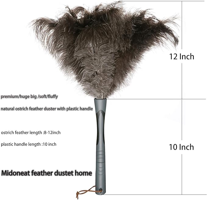 Ostrich Feather Duster, Big and Soft and Fluffy Microfiber Duster,22 inch (Gray)