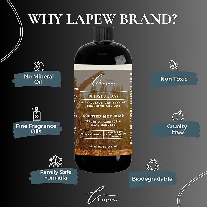 Luxury Floor Cleaner, Scented Mop Soap Concentrate | Hard Floor Cleaner for Tile, Vinyl, Laminate, LVP & Sealed Hardwood | Low-Foam, Streak-Free | 36 oz | Blissful Day