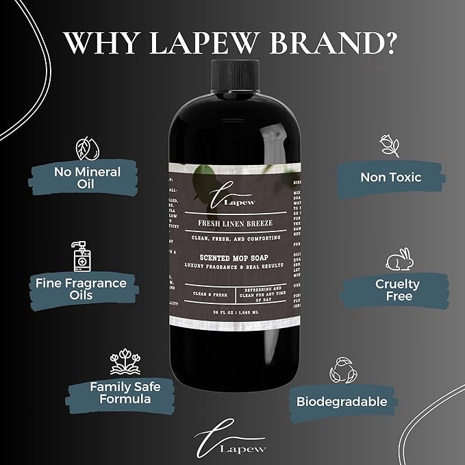 Luxury Floor Cleaner, Scented Mop Soap Concentrate | Hard Floor Cleaner for Tile, Vinyl, Laminate, LVP & Sealed Hardwood | Low-Foam, Streak-Free | 36 oz | Fresh Linen Breeze