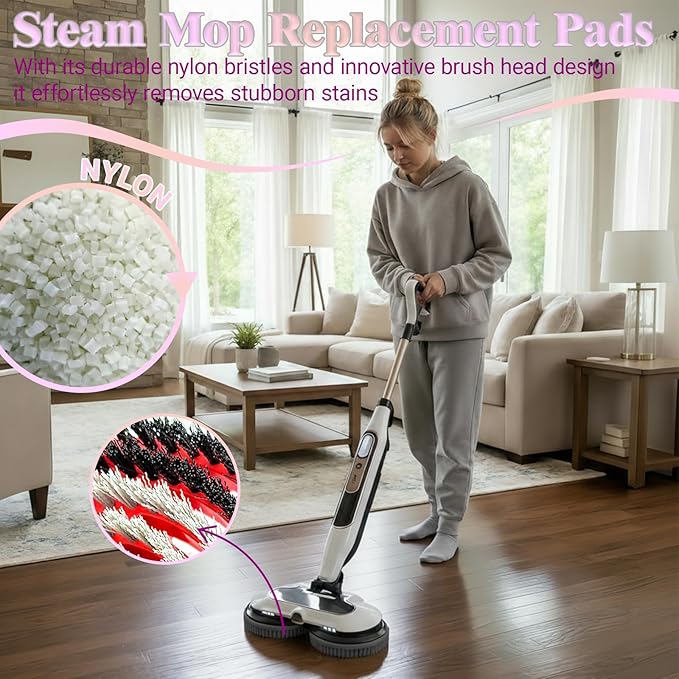 Steam Cleaner Mop Replacement Brush Heads for Shark steam and Scrub mop S7000 S7201 S7005 S7020 S7001C S7000AMZ S8001, Upgraded Scrubbing & Polishing Pads for Deep Cleaning Hard Floors, Red & Black
