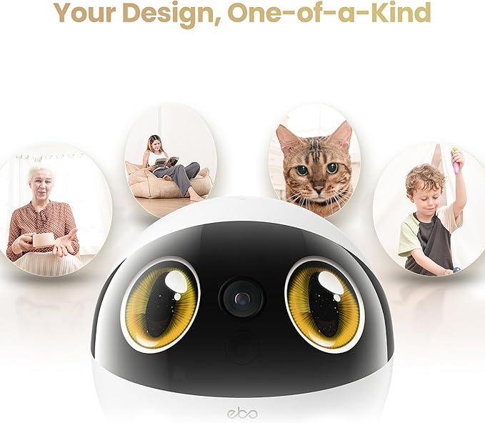 Enabot EBO Air 2S FamilyBot Home Robot Camera: 2.5K Indoor Pet Cam, Movable Robot Camera, 2-Way Video, Auto-Recharge, Long Battery Life, Custom Facial Image, Night Vision