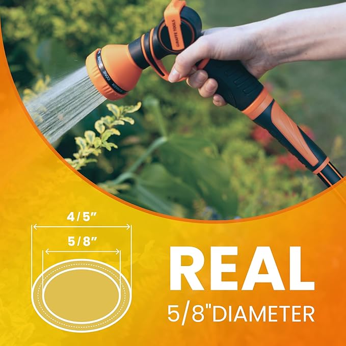Giraffe Tools Garden Leader Hose 5/8 inch x 5ft, Short Water Hose Heavy Duty, Flexible, Lightweight Hybrid Hose with Swivel Handle, Male to Female Fittings