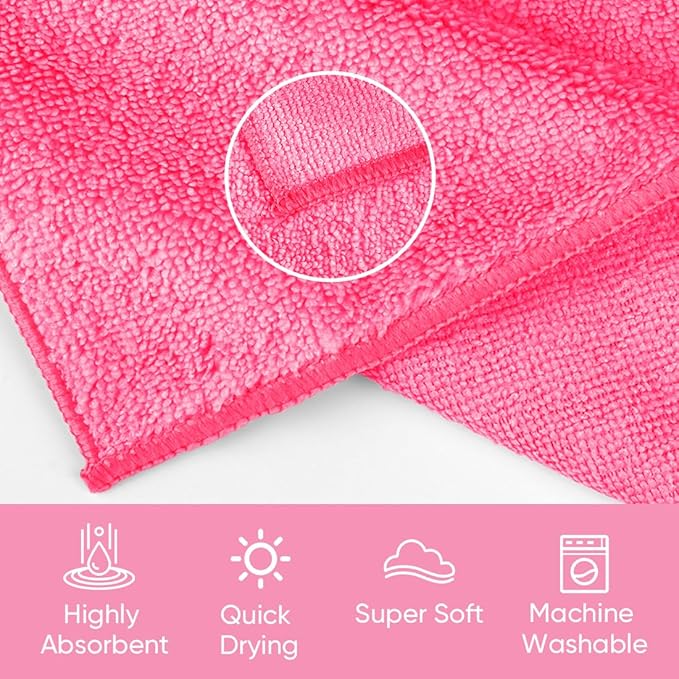 HOMEXCEL Microfiber Washcloths 12 Pack, Highly Absorbent and Soft Face Towel, Multi-Purpose Wash Cloths for Bathroom, Gym, Hotel, Spa and Kitchen, 12x12 Inch, Assorted Set