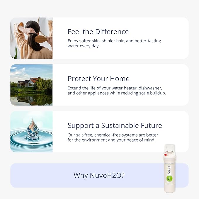 NuvoH2O Dishwasher System – Prevents & Removes Hard Water Scale, Eco-Friendly CitraCharge®, Extends Dishwasher Life, Compact & Easy to Install