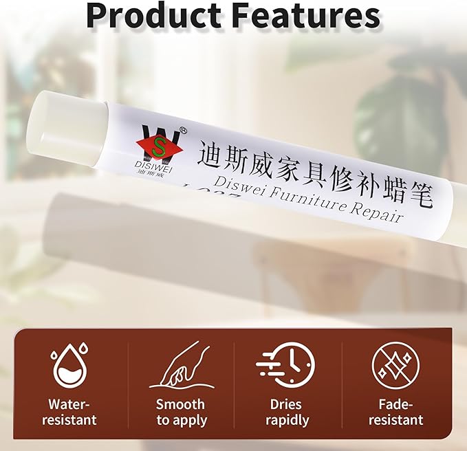 Wood Filler Sticks White Canvas Texture Furniture Scratch Repair Crayons Wood Floor Repair Wax Filler Sticks Furniture Repair Wax Crayons for Wooden Furniture, Floors, Cabinets & Tables