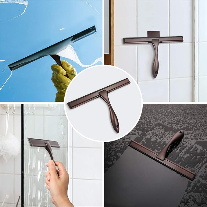 Hiware All-Purpose Shower Squeegee for Shower Doors, Bathroom, Window and Car Glass - Bronze, Stainless Steel, 14 Inches