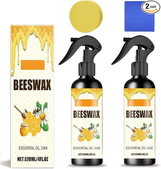 Beeswax Spray Furniture Polish,Natural Beeswax Care Spray & Restorer,Bees Wax Polish For Living Room,Kitchen and Wooden Furniture Floors (2PCS)