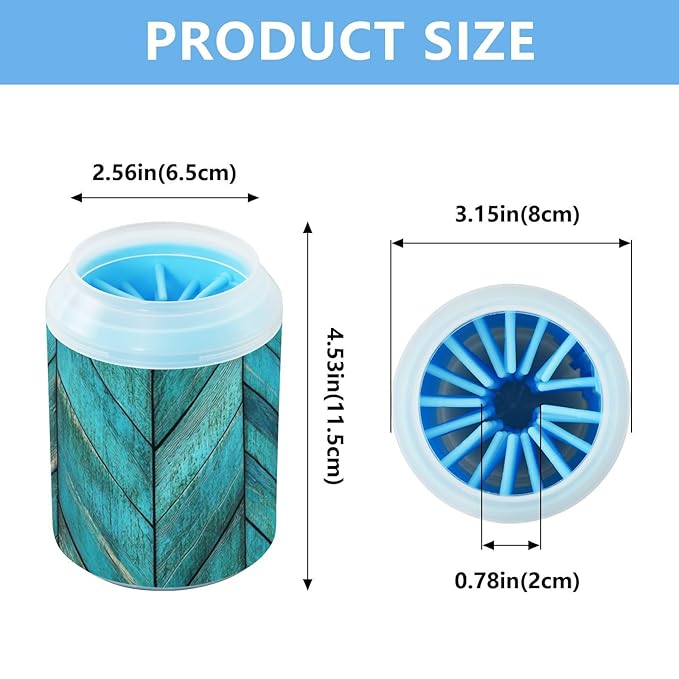 Dog Paw Cleaner Cups for Dogs Pets Foot Washer Paw Scrubber for Medium Small Dogs Cats Cleaning Cup Teal Sea Color Wood