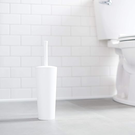 Amazon Basics Toilet Brush and Holder Set - 4-pack, White