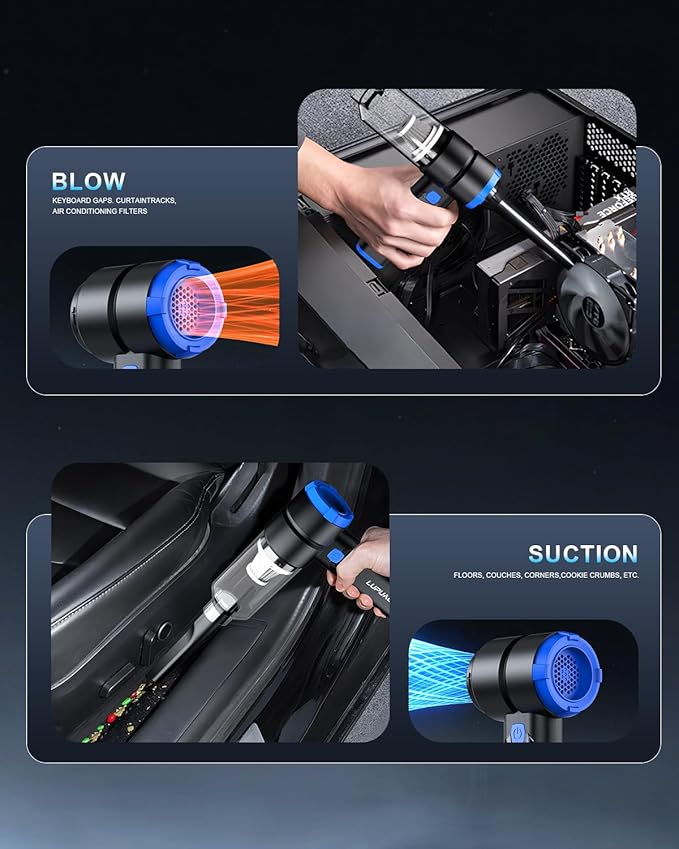 Car Vacuum Portable Cordless, 20000Pa High Power 4 in 1 Hand Held Vacuum, Brushless Motor Handheld Vacuum Cordless with 5200mAh Battery for Car, Home, Office, Pet