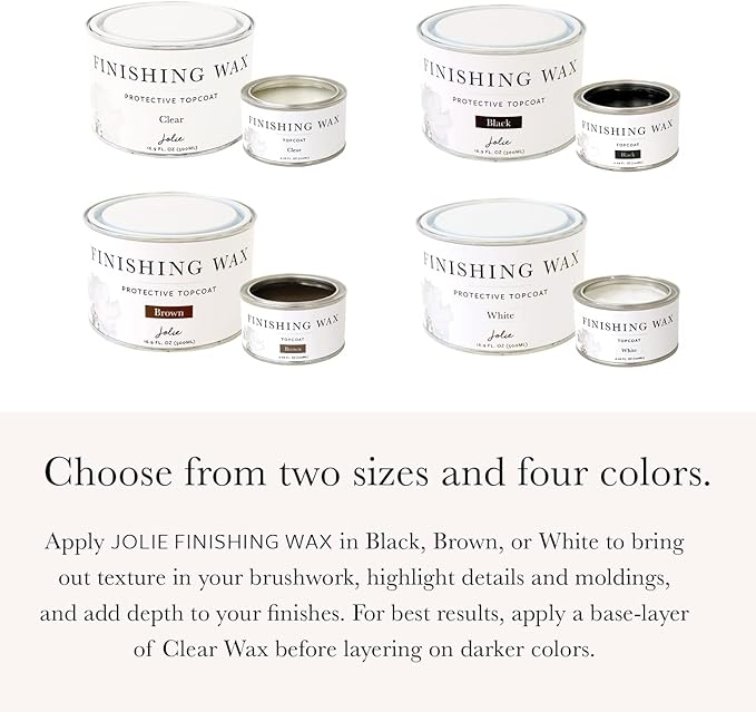 Jolie Finishing Wax - Protective topcoat Paint - Use on interior furniture, cabinets, walls, home decor and accessories - Odor-Free, Non-Hazardous - Black - 120 ml