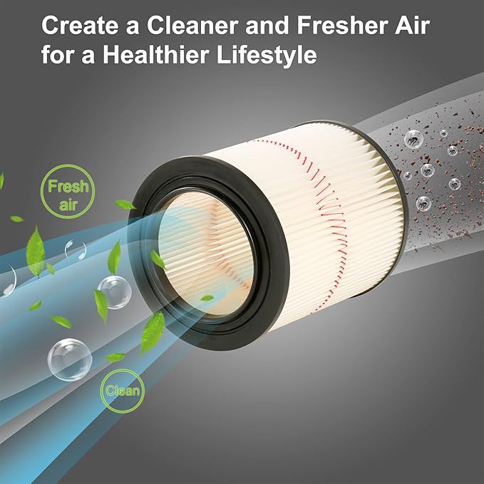 Replacement Filter for Shop Vac Craftsman 9-17816 Wet Dry Air Filter for 5 6 8 12 & Larger Gallon Vacuum Cleaner - 2 Pack