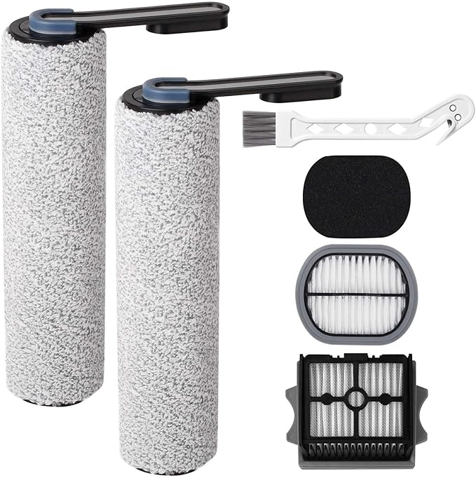 Only Floor ONE S5Combo Roller Brush Replacement and Vacuum Filter Kit Compatible with Tineco Floor ONE S5Combo Smart Wet Dry Vacuum Replacement Parts,2 Roller Brushes,2 HEPA Filters,1 Cleaner Brush