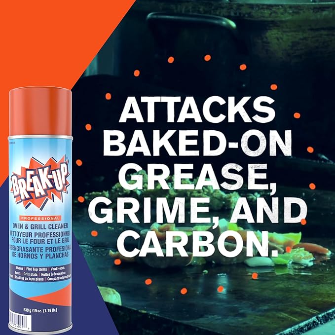 Diversey CBD991206 Break Up Professional Oven & Grill Cleaner, Heavy Duty Spray Removes Baked on Grease, Aerosol, 19-Ounce