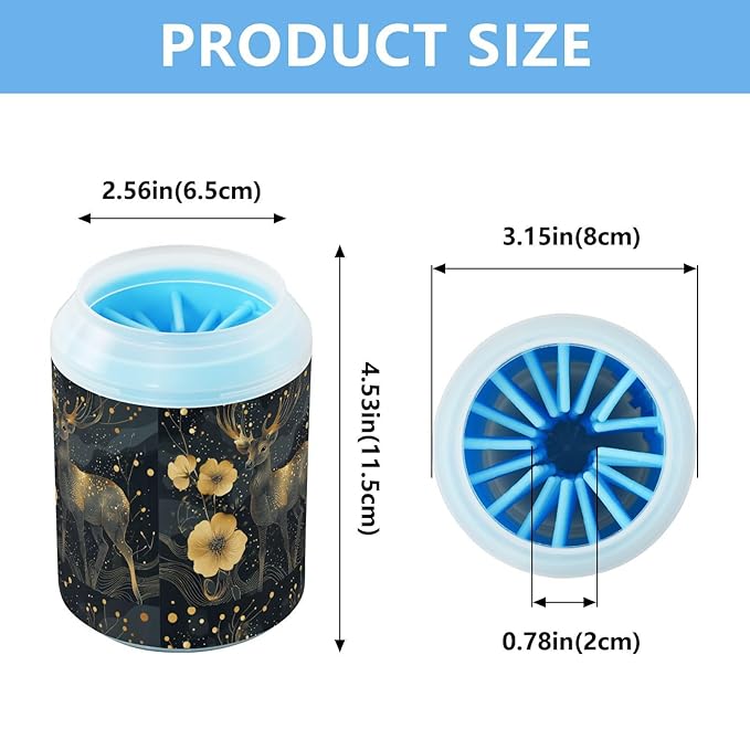 Dog Paw Cleaner Cups for Dogs Pets Foot Washer Paw Scrubber for Medium Small Cats Dogs Cleaning Cup Deer Golden Poppy Black