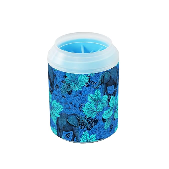 Dog Paw Cleaner Cups for Dogs Pet Foot Washer Paw Scrubber for Medium Small Large Dogs Cats Cleaning Cup Blue Elephants Large Leaves