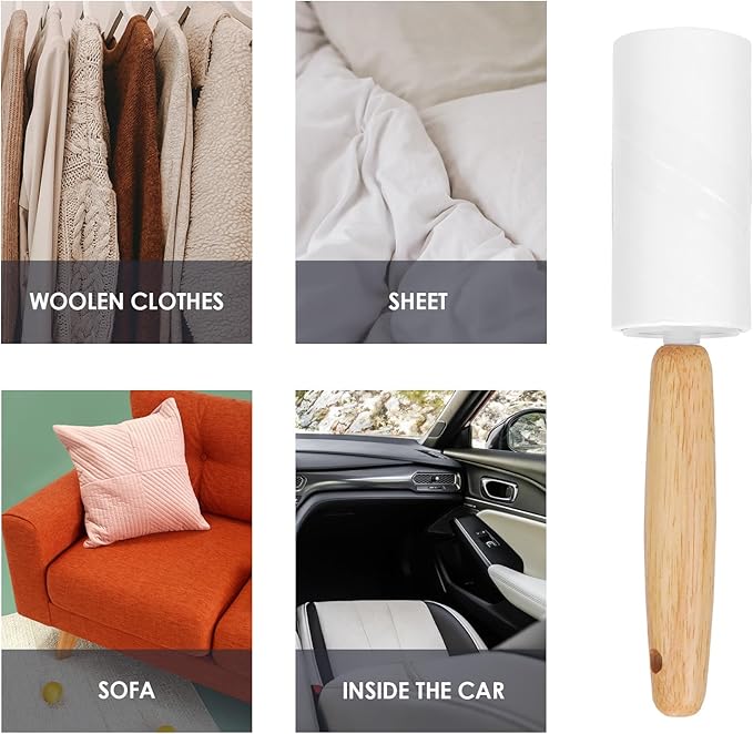 2 Pack Lint Rollers for Pet Hair, 240 Sheets Pet Hair Remover for Clothes, Portable Lint Remover Brush with Wooden Handle