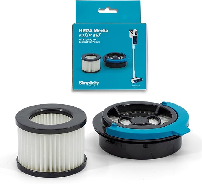 Simplicity Vacuums SF67 HEPA Media Filter Set for S67 Cordless Vacuum Cleaner, 2-piece Replacement Filters for Rechargeable Stick Vac Helps Keep Air Fresh and Clean and Extend the Life of Your Machine