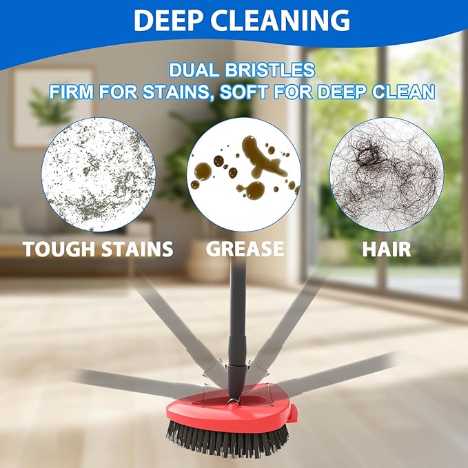2 Pack Upgraded Spin Mop Replacement Scrub Brush Heads Compatible with Ocedar EasyWring 1 Tank,Full Bristle Scrubber Replace Great for Kitchen, Bathroom, Pools,Deck Hard Floor Cleaning