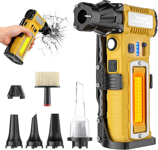 Compressed Air Duster 300000RPM 8000mAh,6-in-1 Electric Mini Air Blower with LED Light,Cordless Rechargeable Air Duster for PC Keyboard Computer Car Vents Cleaning Electronics Cleaner Home and Outdoor