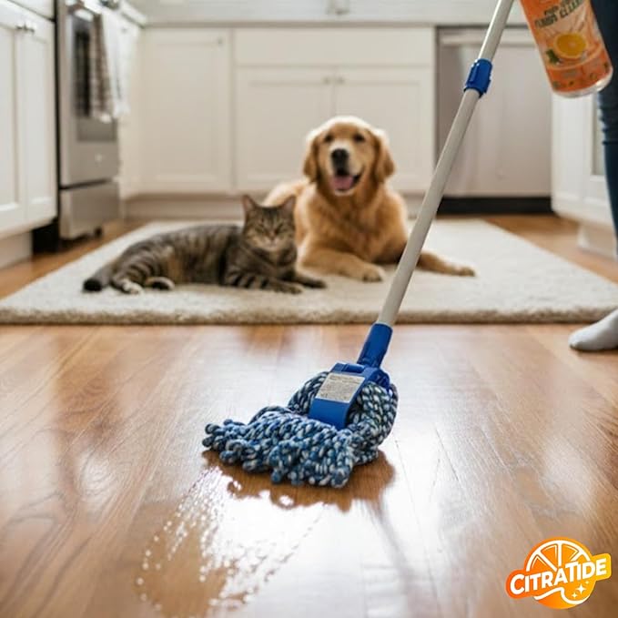 Hardwood Floor Cleaner and Polish Restorer – Heavy Duty Plant-Based Cleaning & Conditioning Citrus Formula for Tile, Wood, Laminate & Vinyl Floors – Non-Toxic, Streak-Free, Safe for Kids & Pets