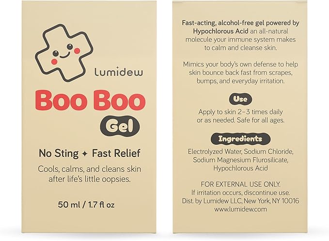 Boo Boo Gel for Kids I Gentle Hypochlorous Acid Skin Relief | Non-Stinging Cleaning Gel for Cuts, Scrapes, Bug Bites, Rashes & Minor Burns | Safe for All Ages, Alcohol-Free, Fast Soothing Care