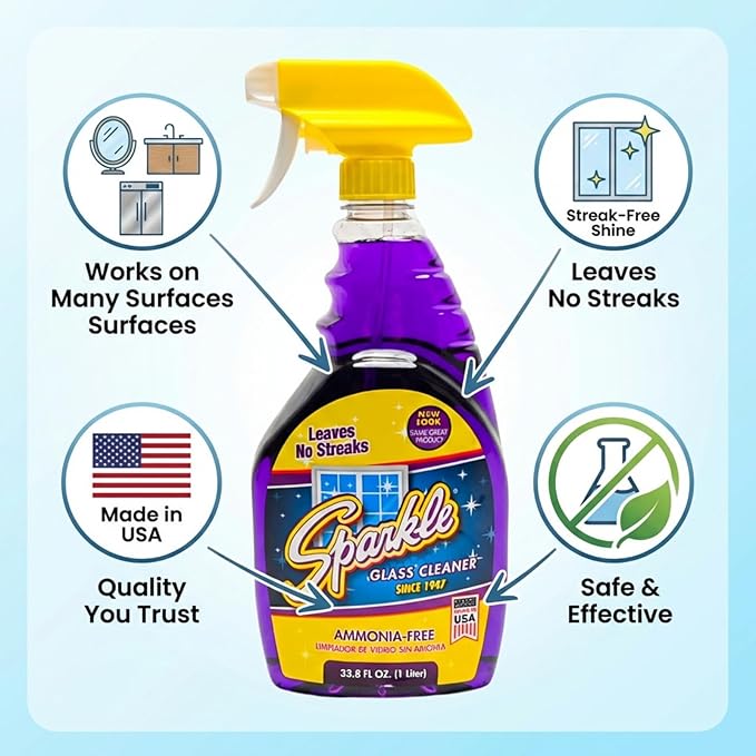 Sparkle Glass Cleaner, Original Purple, 1 Gallon Refill Bottle, 128 OZ