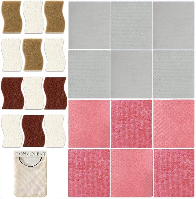 Eco-Smart Kitchen Cleaning 25-Pack Set, 6 Gray & 6 Red Swedish Dishcloths, 6 Light-Brown & 6 Coconut Scrubber Sponges, A Wall-Mount Mesh Storage Bag Reusable, Biodegradable, Paper-Towel Replacement
