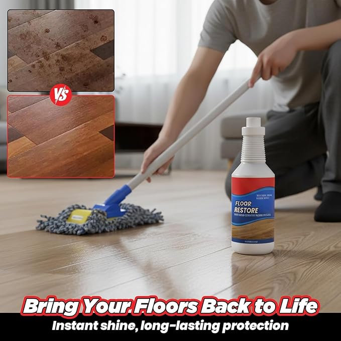 2PCS Floor Restore for Wood Floors, Floor Restore Cleaner Spray, Floor Polish for Shine Renewal & Protective Layer, Quick-Drying Protective Finish, for Tile, Shine Wood, Laminate, Vinyl, Bamboo