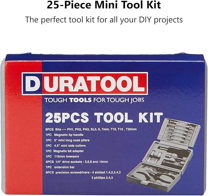 Duratool BPSTL10406-D00197 D00197 25PC Mini Tool Kit Set