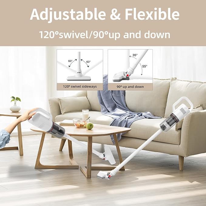 Cordless Vacuum Cleaner, Handheld Stick Small Lightweight Vacuum for Home Pet Hair Hardwood Floor Cat Litter Area Rug Cleaning