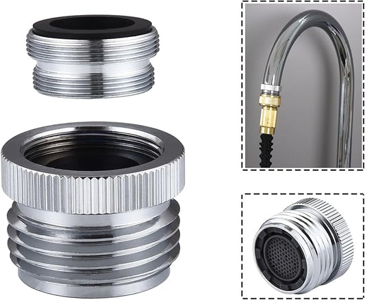 Faucet Adapter with Aerator, Sink Faucet to Garden Hose Adapter, Faucet Adapter to Garden Hose for Kitchen and Bathroom, 3/4" GHT Thread Chrome
