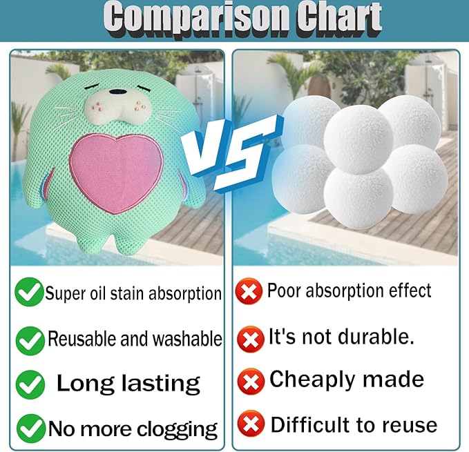 Hot Tub Scum Absorber, Sea Lion Hot Tub Cleaner Hot Tub Accessories Hot Tub Sponge for Scum Reusable Spa & Pool Cleaner Hot Tub Oil Absorbing Scum Absorber Keeps Water Clean