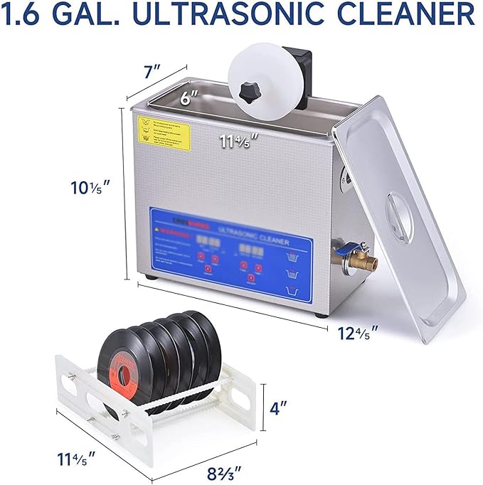 6.5L Stainless Steel Record Cleaner,Ultrasonic Record Cleaning Device,for Jewelry Watch Retainer Glasses More
