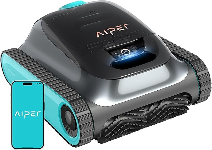 (2025 Upgrade) Aiper Scuba S1 Robotic Pool Cleaner, Wall & Waterline Cleaning, Double Filtration, Extended 180-Min Battery Life, Smart Navigation, App Support, OTA Upgrade (Renewed)