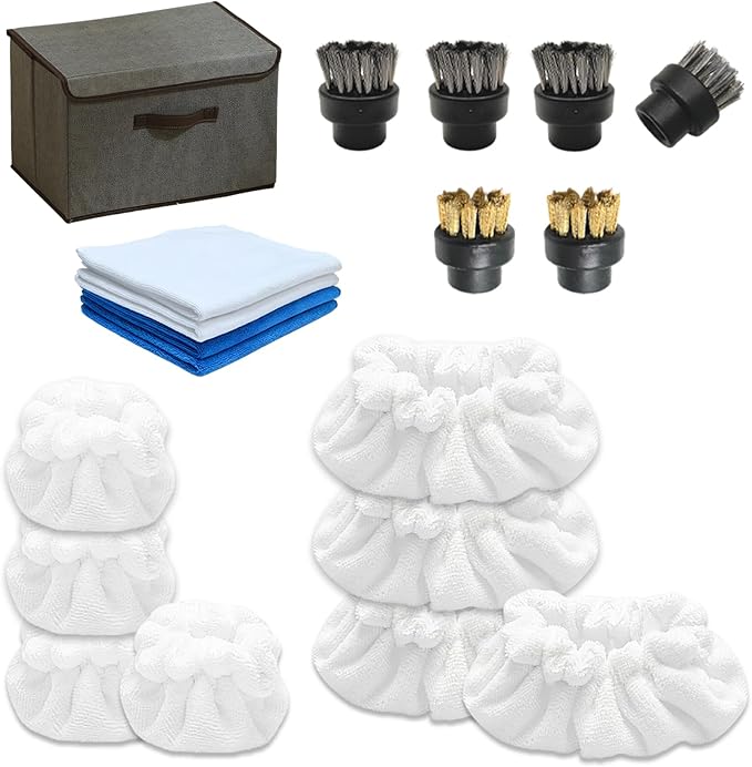 19-Piece Steam Cleaner Accessories Kit, Compatible with Dupray Steam Cleaner etc — Ideal for Deep Cleaning Floors, Grout, Soft Padding & Multiple Surfaces. Professional Multifunctional Set