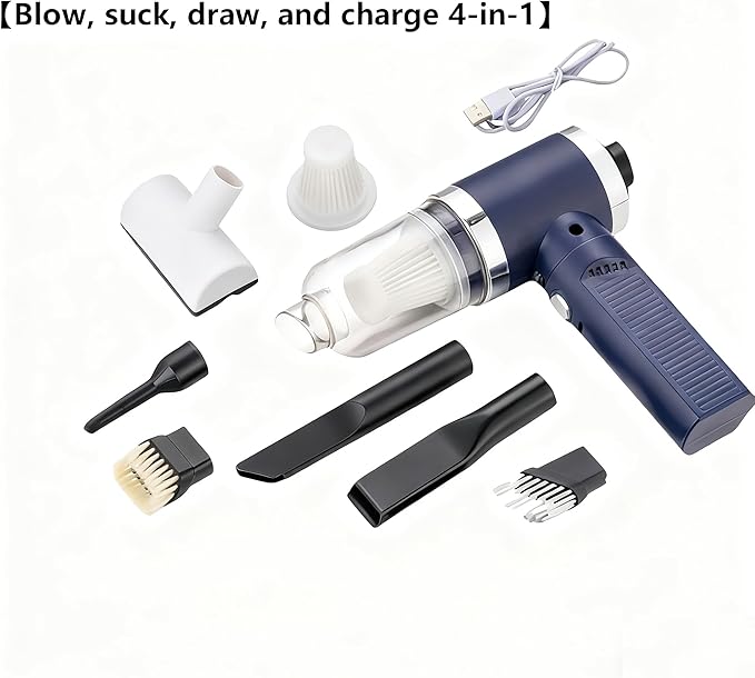 Car Vacuum Portable Cordless,Car Vacuum Cleaner high Power, Home Handheld Vacuum 30Mins Battery,Blue Portable Vacuum Cordless 5000mAh Battery,15000 Pa Powerful Suction. (Blue)