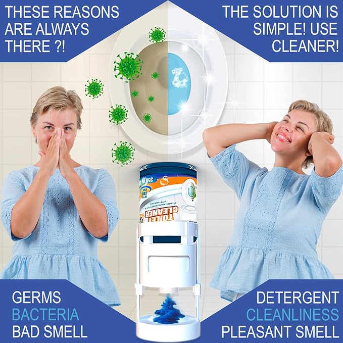 Automatic Toilet Bowl Cleaner with Refill — Antibacterial Flush-Activated Cleaning System, Toilet Cleaners for Hard Water, Helps Remove Rust & Limescale, Long-Lasting Performance & Fresh Lemon Scent