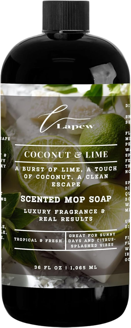 Luxury Floor Cleaner, Scented Mop Soap Concentrate | Hard Floor Cleaner for Tile, Vinyl, Laminate, LVP & Sealed Hardwood | Low-Foam, Streak-Free | 36 oz | Coconut & Lime