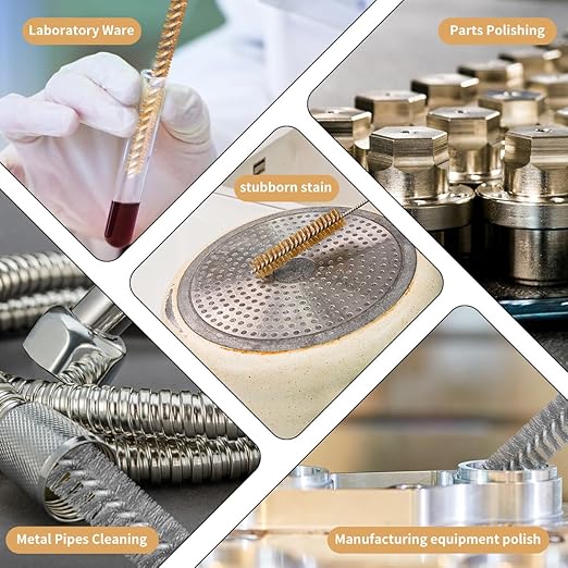 12-Pieces Brass Wire Brush Stainless Steel Wire Brush Set 12" Long Wire Bottle Brush Tube Cleaning Brush Metal Wire Brush for Tubes, Cylinders, Bottles, Auto Parts (6mm/8mm/10mm/15mm/18mm/20mm)