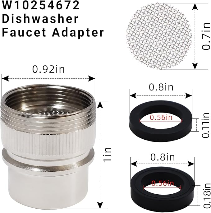 W10254672 Dishwasher Faucet Adapter Compatible With Whirlpool Kenmore W10254672 replacement 21014 80582 110552 300446 39898-1