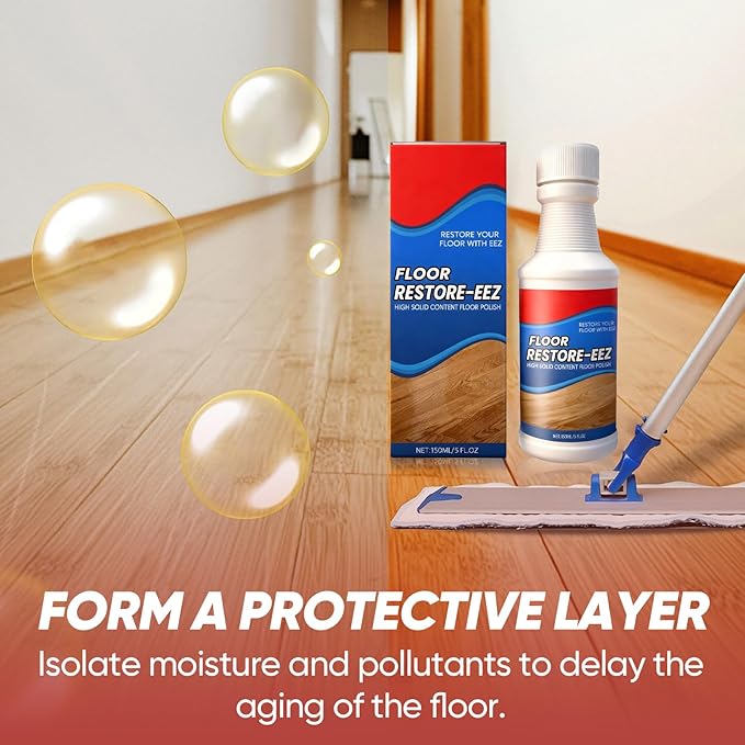 Floor Restore Cleaner, High Solid Content Floor Polish for Shine Renewal & Protective Layer, Helps Conceal Small Scratches, Quick-Drying Protective Finish (1 PACK)