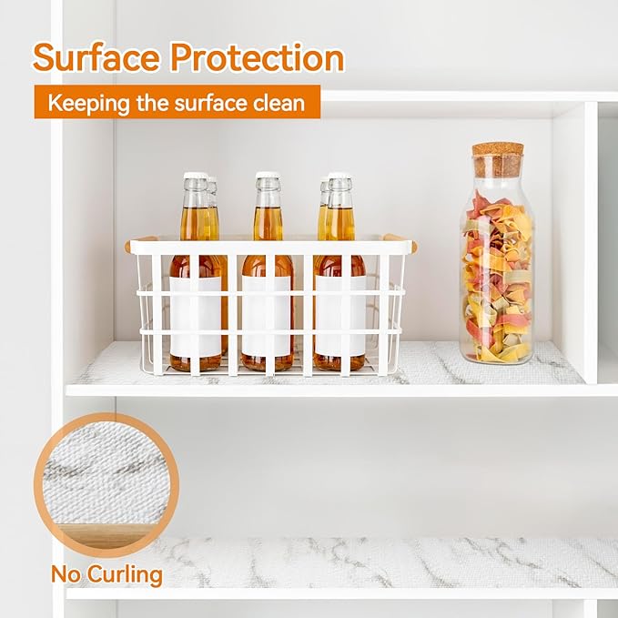 Shelf and Drawer Liner for Kitchen Cabinets Non-Adhesive, Strong Grip Non-Slip Thickened Cabinet Liners for Shelves, Waterproof Mats for Dresser Cupboard, Marble, 24 in x 20 Feet