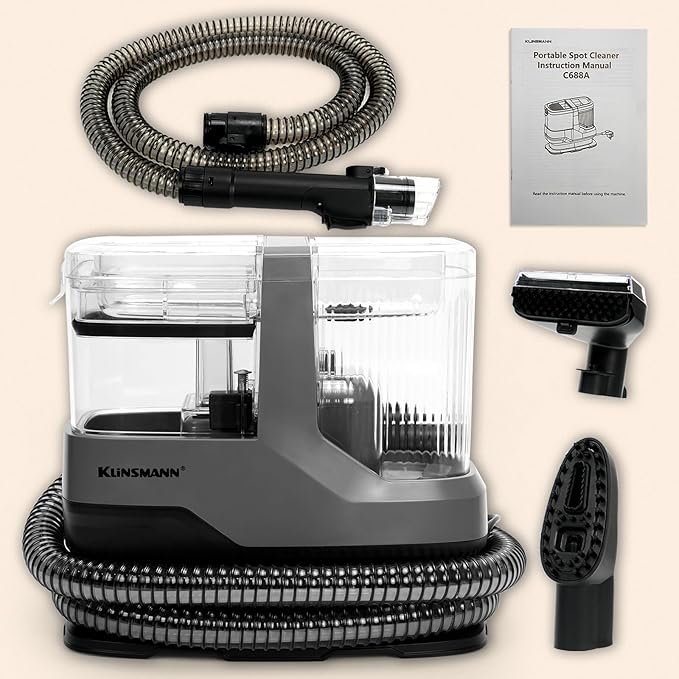 Couch & Upholstery Cleaner Machine, Portable Carpet Cleaner Machine with 17KPa Powerful Suction, Small Handheld Carpet Shampooer for Deep Cleaning Car Seat, Sofa, Furniture, Rug, Spot & Pet Mess