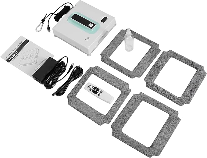 Automatic Window Vacuum Cleaner, 1.69Oz Window Cleaning Robot Cordless Robot Window Cleaner Machine for Homes and Office Buildings 8.5 x 8.5 x 2.7 Inch White + Light Green